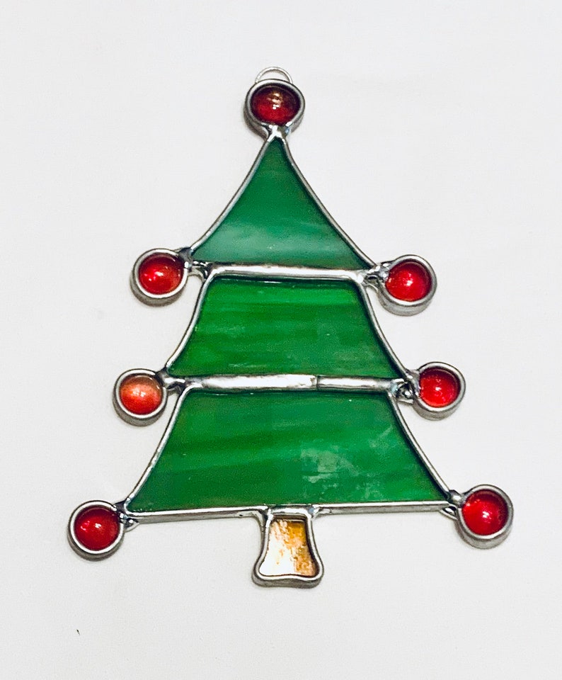 Stained Glass Green Christmas Tree Suncatcher