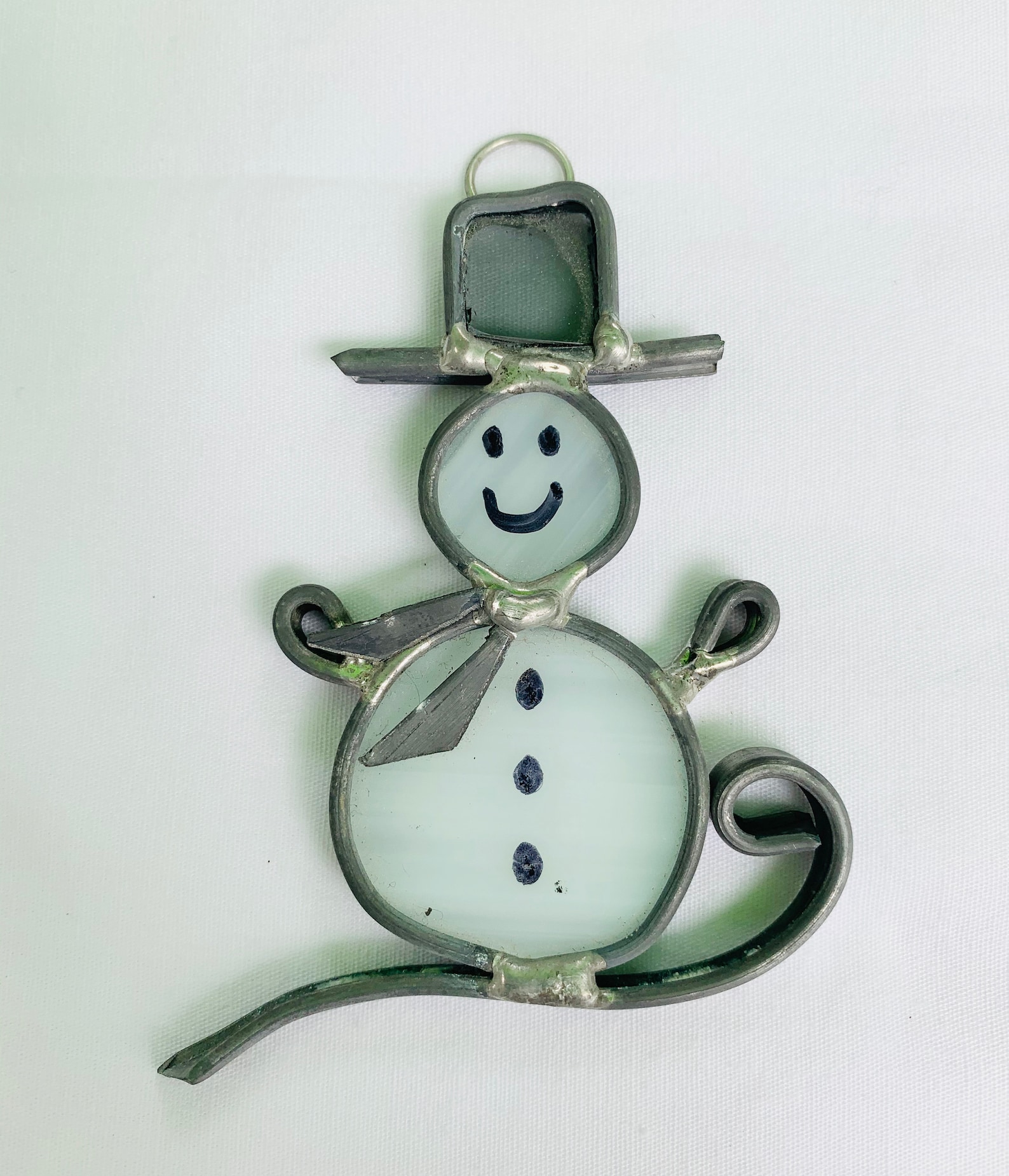 Stained Glass Snowman Ornament Etsy