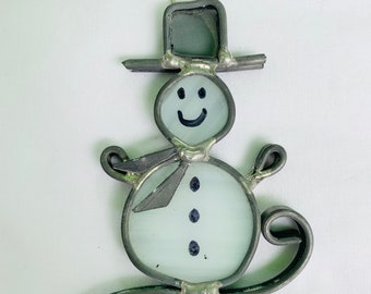 Buntglas Schneemann Ornament