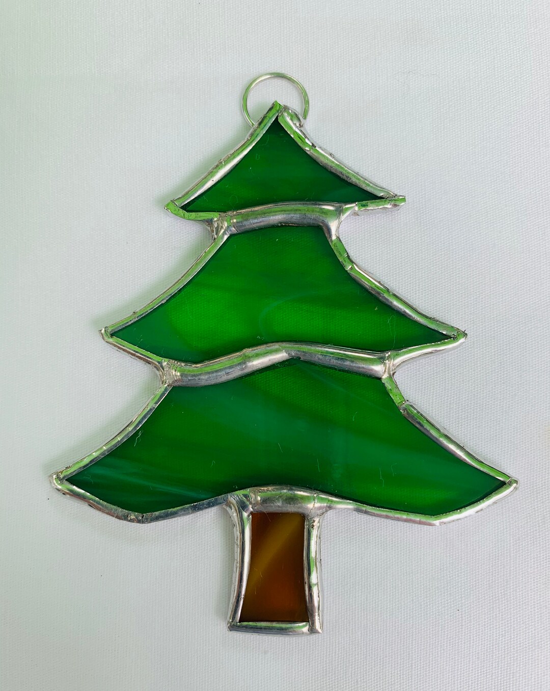 Stained Glass Green Foiled Christmas Tree Ornament - Etsy