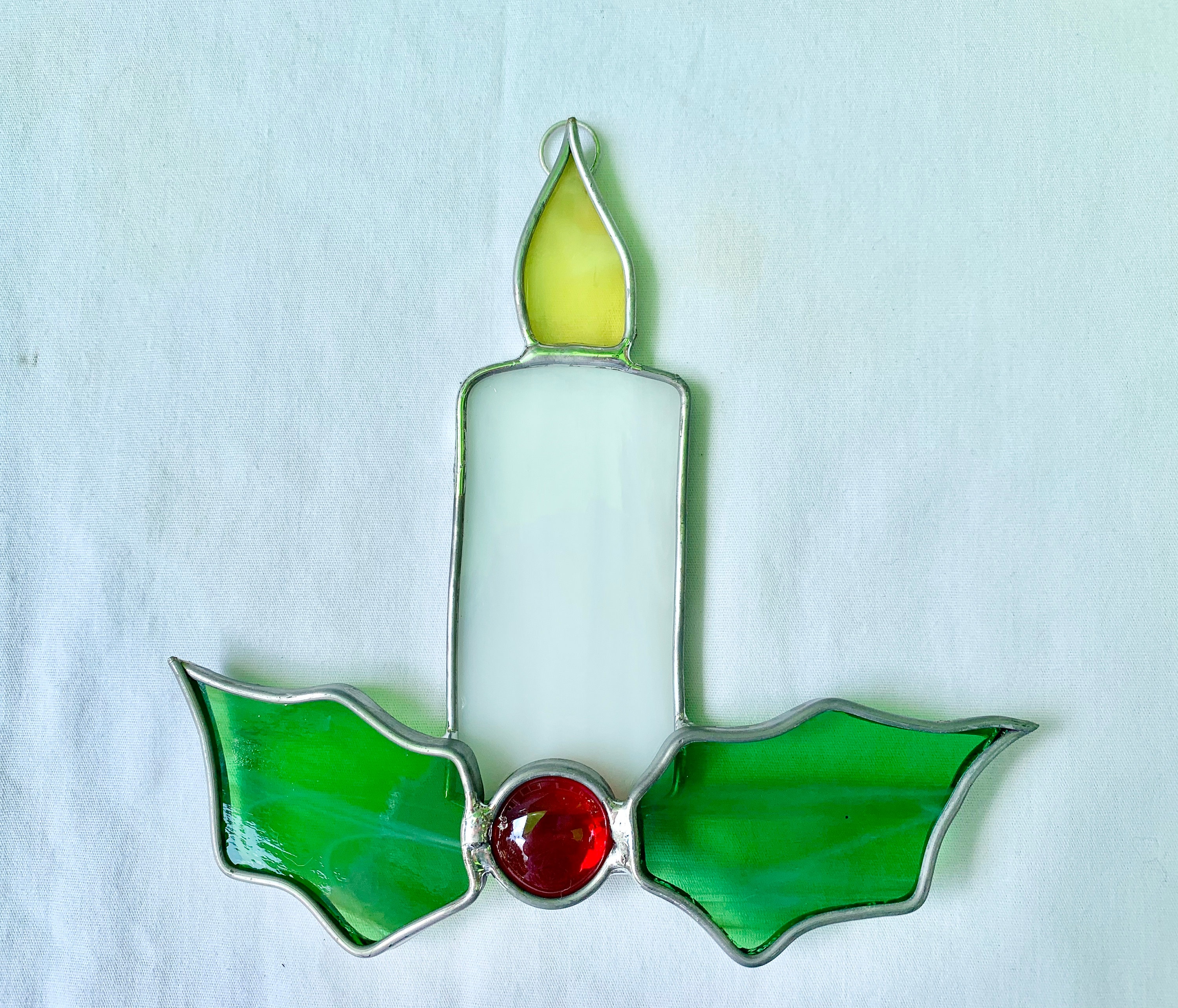 Stained Glass Christmas Candle Suncatcher Etsy