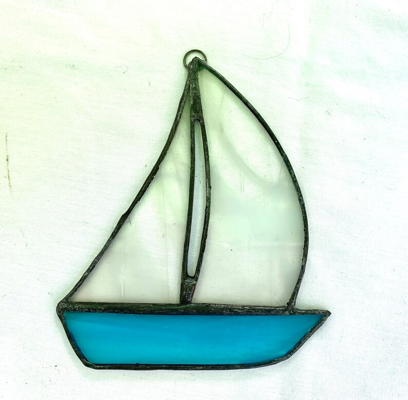 Stained Glass Sailboat Suncatcher Etsy