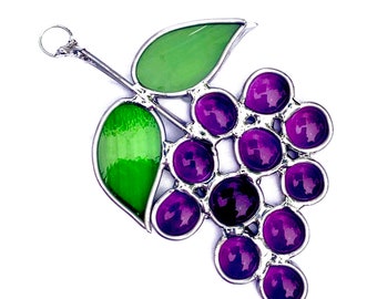 Stained Glass Purple Grapes Suncatcher