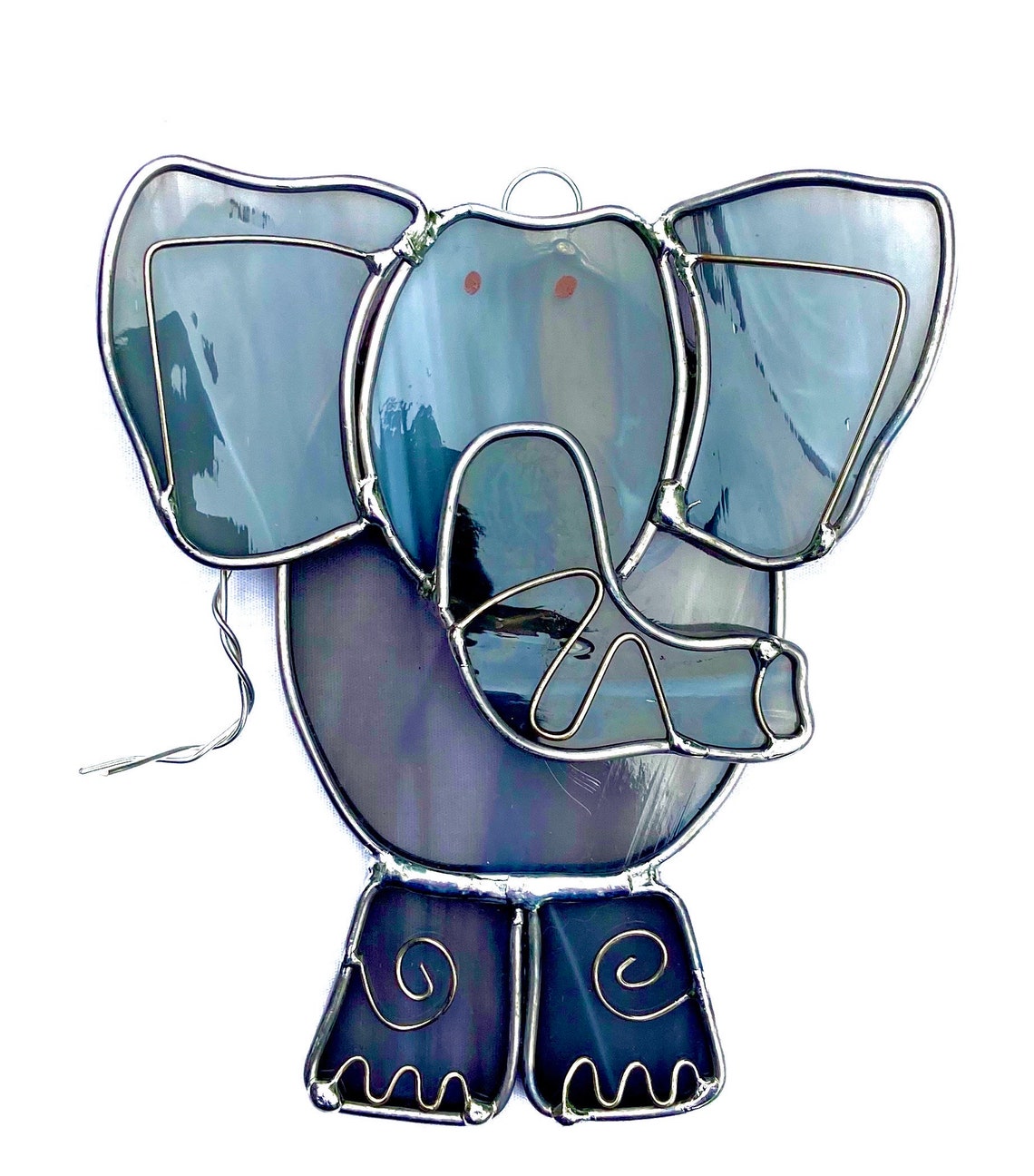Stained Glass Gray Elephant Suncatcher Etsy
