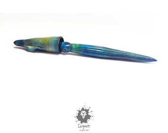 Glass Dip Pen, Blue Squid Figurine, Artistry in writing, Luxury Writing Experience, Sealife , Glass Animal Figurine