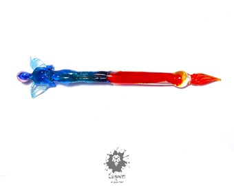 Fairy pen , Artistry in writing, Glass Dip Pen, blue Fairy  , Joyful Writing Experience, gift for a friend, good charm pen