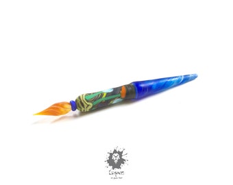 glass dip pen , calligraphy pen , functional art , glass nib, flower pattern , fountain pen , spring color