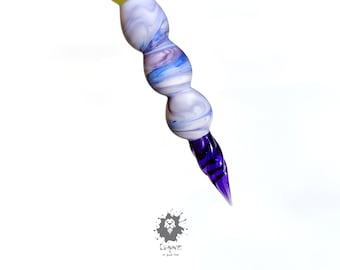 Pluma de inmersión de cristal de Murano: juego de caligrafía hecho a mano con portalápices