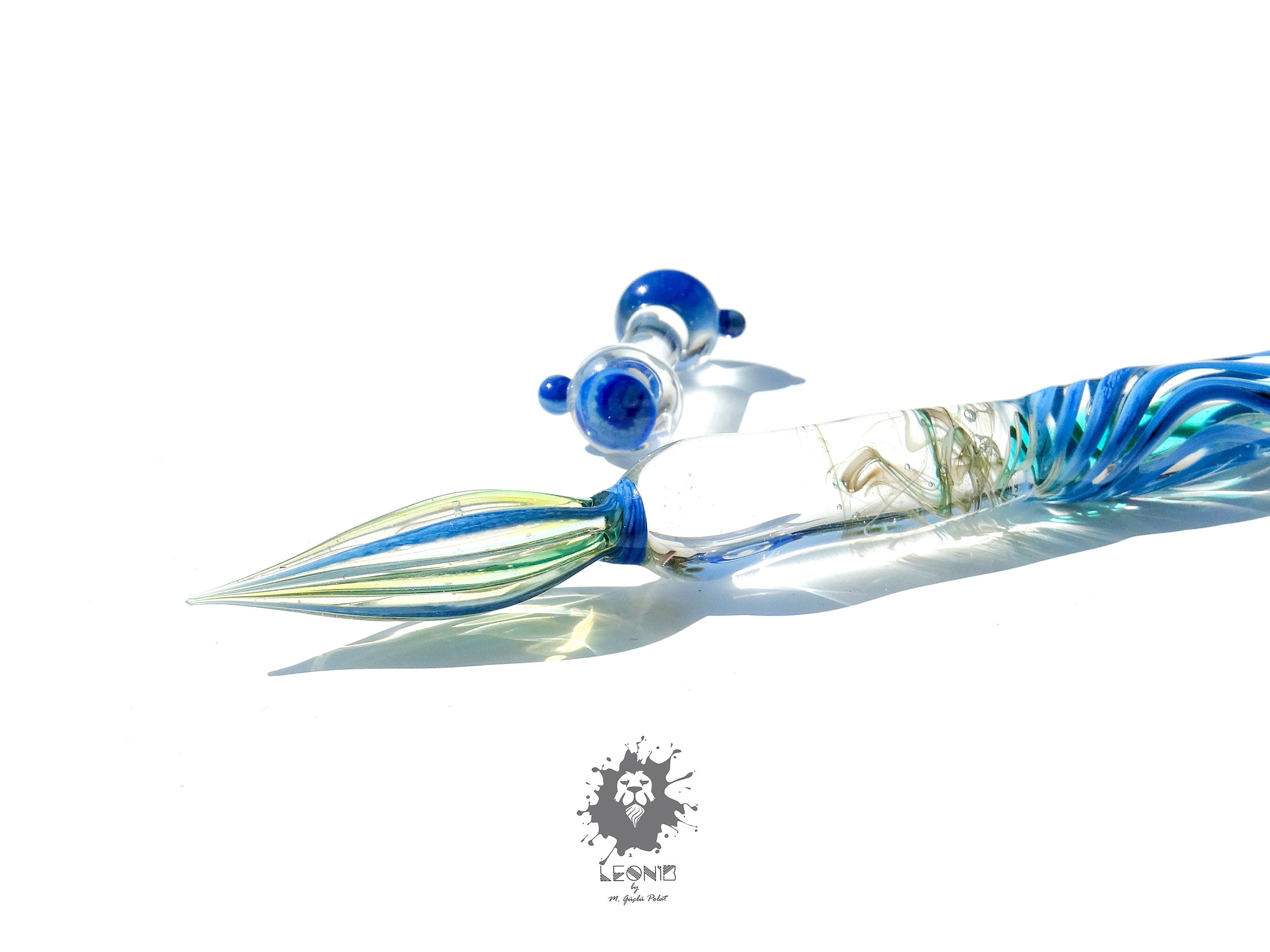 Calligraphy Pen Blue Pen Gift for Men Glass Dip Pen Etsy UK