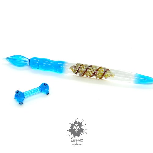 Glass Dip Pen, Murano Glass, Perfect Gift, Unique piece , Functional Art , shops blue lines , new job gift , graduation gift