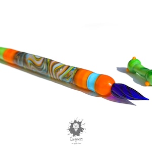Handmade Zanfirico Glass Dip Pen: Calligraphy Drawing Pen with Holder