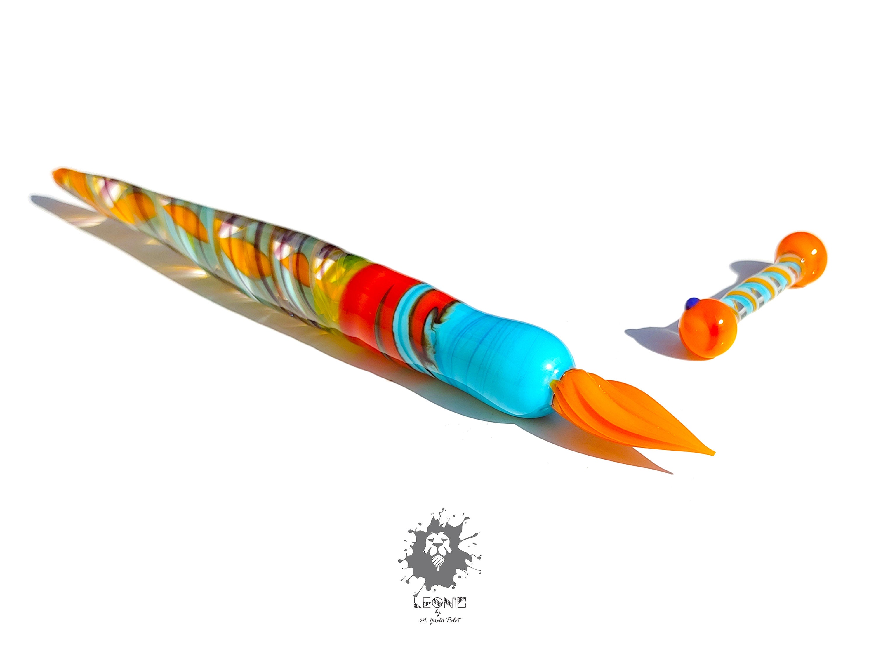 Glass Dip Pen , Perfect Gift for Writer , Collectable Art , Rainbow