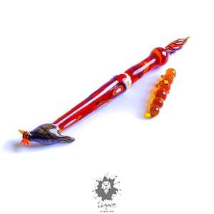 Caneta de imersão de vidro, vidro Murano, instrumentos de escrita, arte funcional, caneta de caligrafia, espaço preto, caneta de torso, escultura de vidro