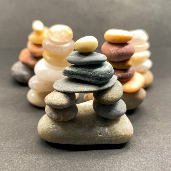 Mini Stone Cairn - stacked stone statue for terrarium, fairy garden, rock garden