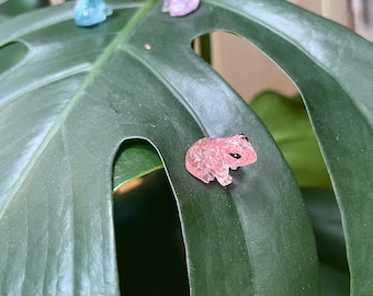 Mini Frog Plant Friends, Glitter Frogs. Plant Pal leaf Accessory. Magnetic Frog figurine houseplant buddies. Indoor/outdoor garden/deck.
