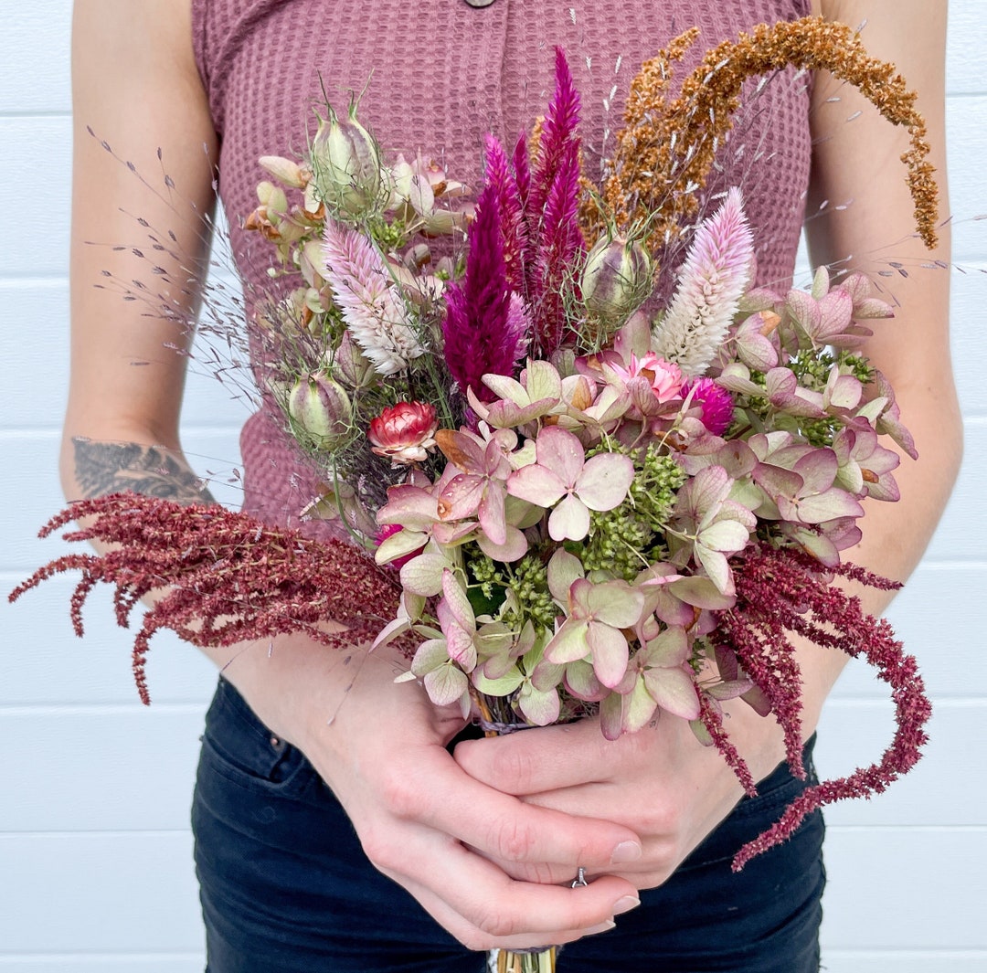 Rose Gold Dried Flower Bouquet. Bridal Bouquet Autumn Wedding Etsy