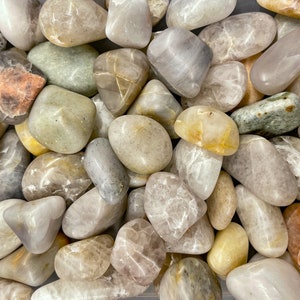Decorative Stones. Medium stones for terrarium, aquarium, bonsai, succulents, vase filler (semi-gloss finish, 8 oz bag)
