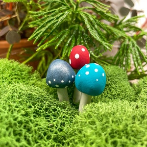 Mini Mushrooms - Decorative Mushroom Acccessory for terrarium, fairy garden, or planter - set of 3