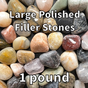 Polished Decorative Stones. Terrarium stones/Aquarium stones/Garden Rocks/Vase Filler/Crafts. 1 pound bag, large stones.