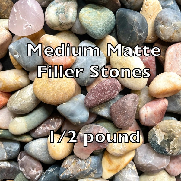 Decorative Stones. 1/2 lb Medium Matte Filler Stones/Terrarium Stones/Vivarium Stones/Aquarium Stones/Rock Garden/Crafts/Vase Filler