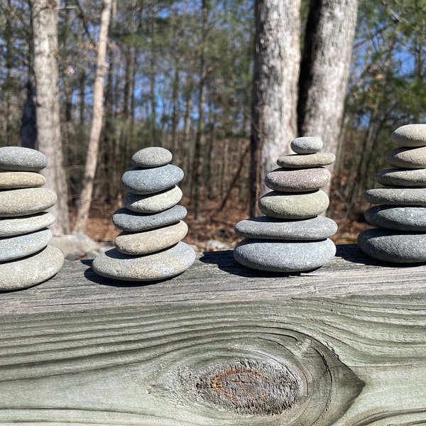 Stackable Stone Cairn. Large zen stone balancing puzzle game for relaxation, home or office decor, bonsai garden, fairy garden. (3-4" tall)