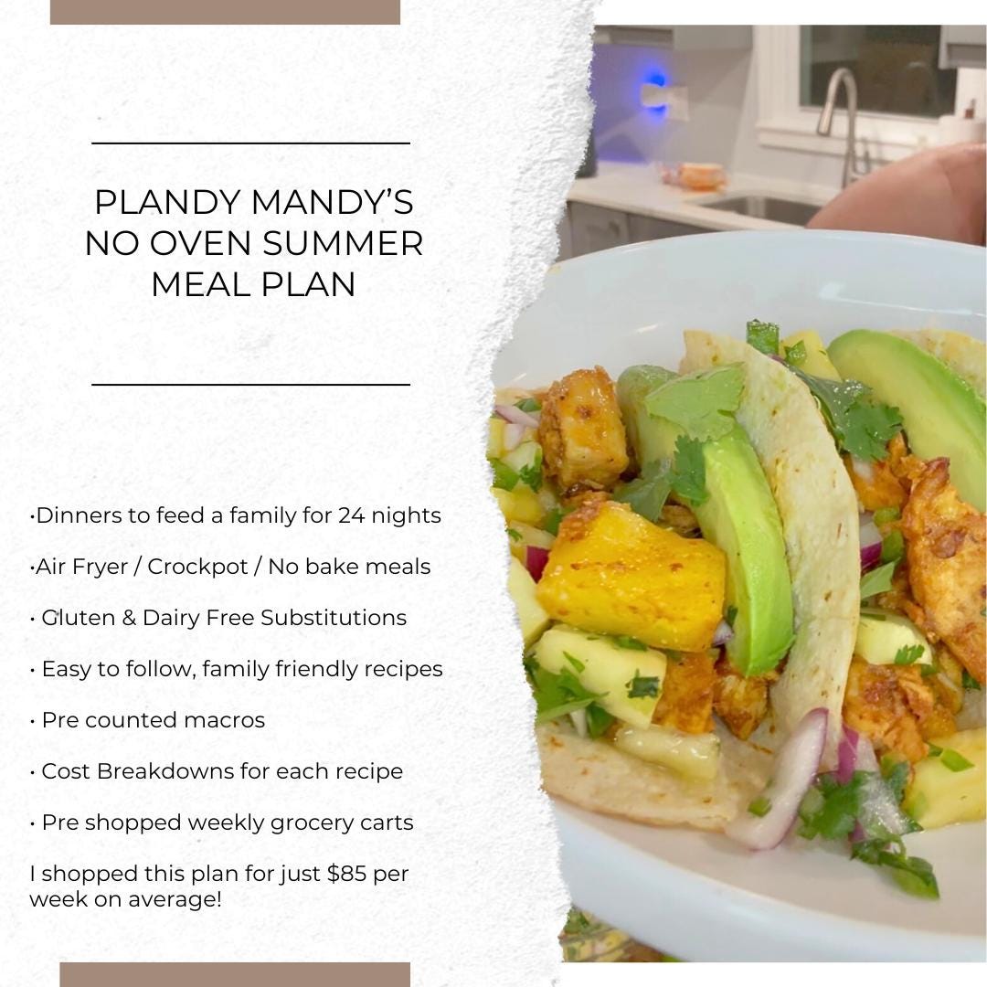 Summer No Oven Budget Meal Plan