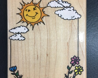 VINTAGE- Sunny Frame 1992- EUC & RARE - Retired Wooden Rubber Stamp - Rubbernecker