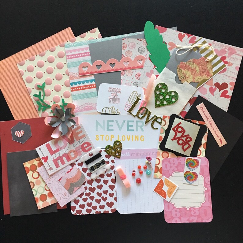 Junk Journal Kit Love Paper Craft Planner Kit Scrapbook Kit Embellishments Kit Romance Card Making Stuck on You My Minds Eye