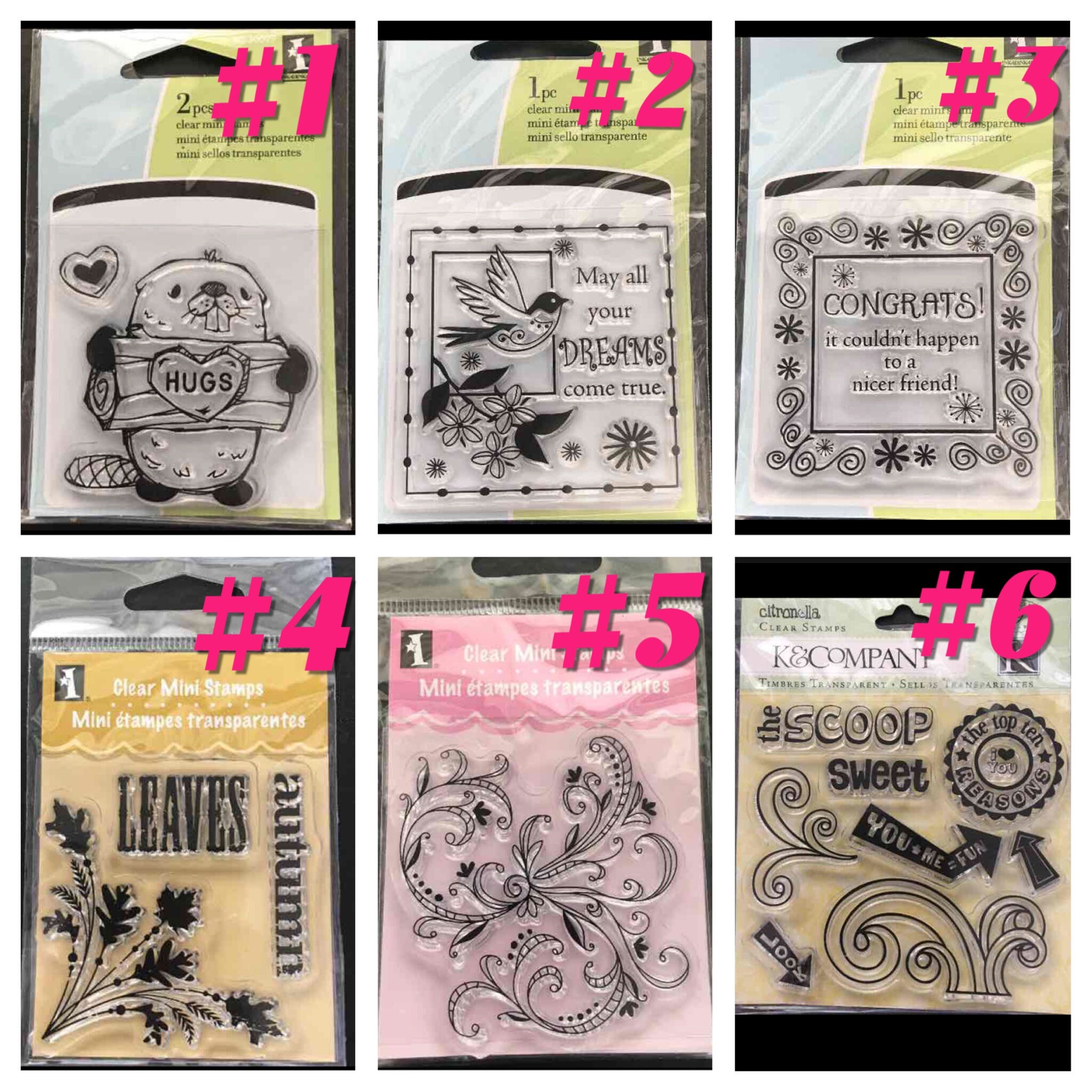 Mini Clear Cling Rubber Stamp Set You Choose Etsy