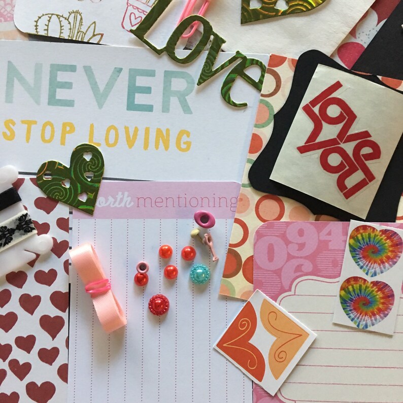 Junk Journal Kit Love Paper Craft Planner Kit Scrapbook Kit Embellishments Kit Romance Card Making Stuck on You My Minds Eye