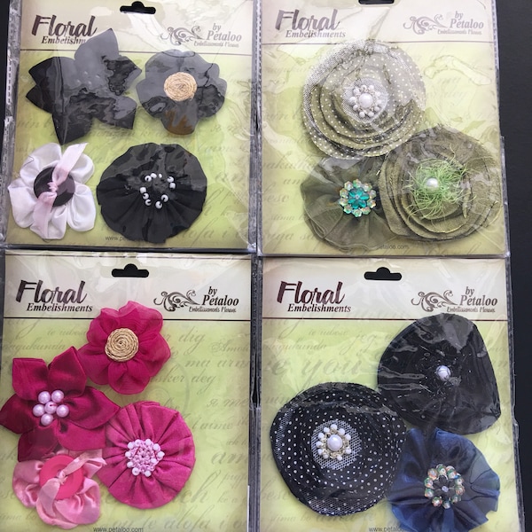Large Fabric Floral Embellishments Flowers by Petaloo - You Choose -