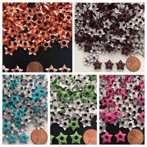 Star Shaped 3/16" Eyelets By Stampin' Up - Metal Embellishments - Choose Color - Green - Pink - Turquiose - Gold Copper - Maroon - Scrapbook