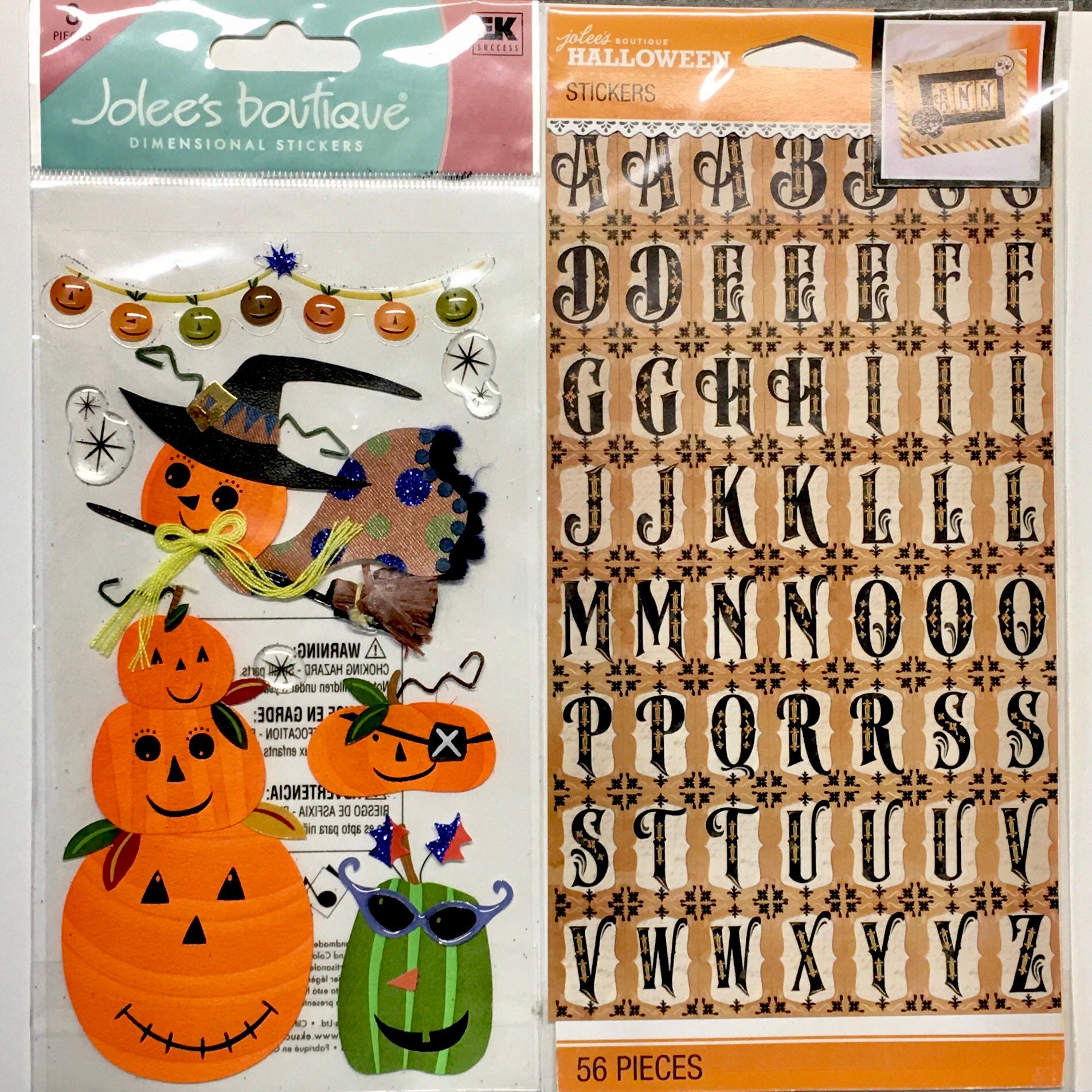 Jolees Boutique Pumpkins ~ Halloween ~ Jolee's Boutique ~ 3D dimensional sticker ~ 8 Pieces 