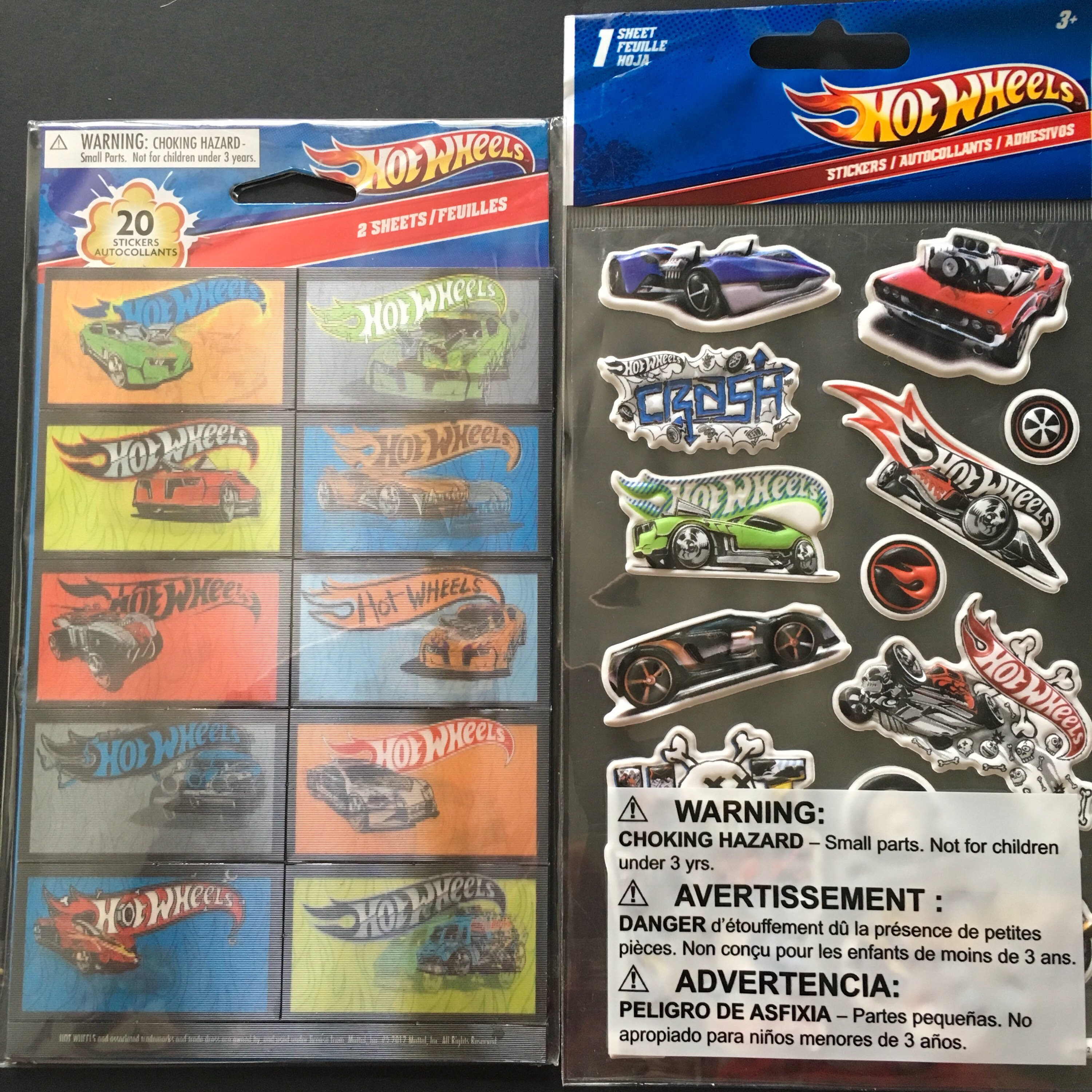 hot wheels holographic and puffy stickers cars scrapbooking