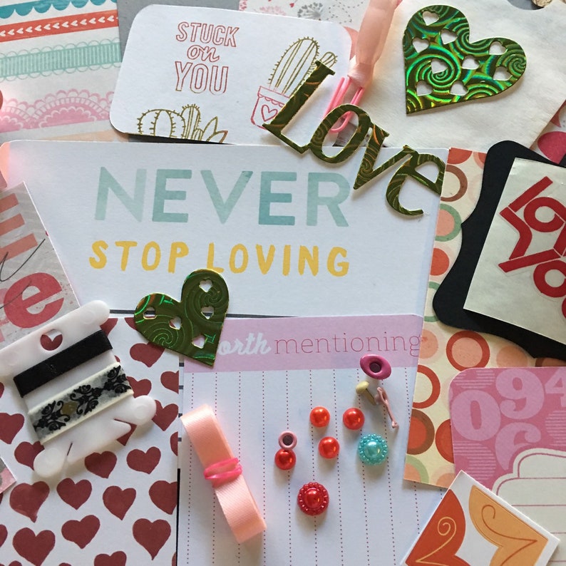 Junk Journal Kit Love Paper Craft Planner Kit Scrapbook Kit Embellishments Kit Romance Card Making Stuck on You My Minds Eye