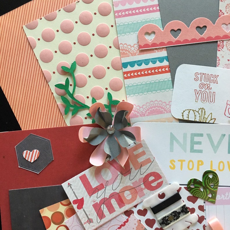 Junk Journal Kit Love Paper Craft Planner Kit Scrapbook Kit Embellishments Kit Romance Card Making Stuck on You My Minds Eye