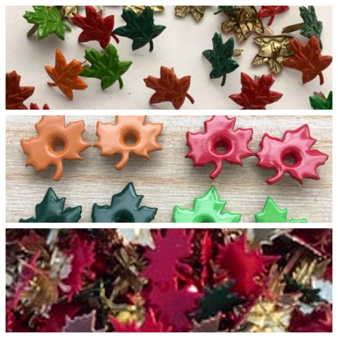 Brads or Eyelets You Choose Maple Leaves Nature Fall Shaped 1/8 Eyelets