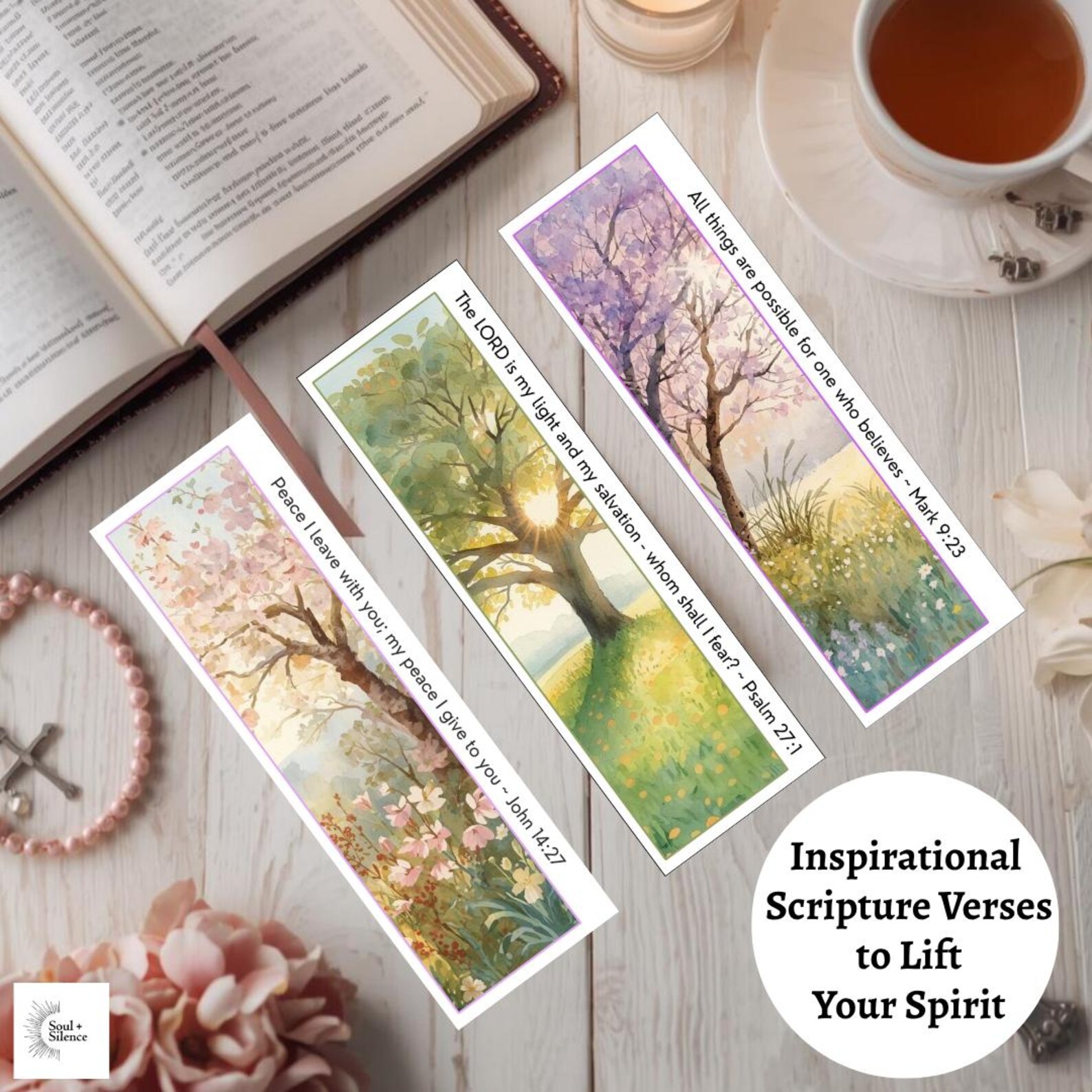 Springtime Bookmarks Library Printable Scripture Bookmarks | Easter Basket Gifts | Springtime ...