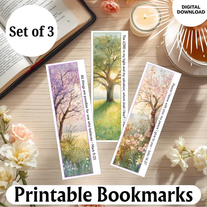 Springtime Bookmarks Library Printable Scripture Bookmarks | Easter Basket Gifts | Springtime ...