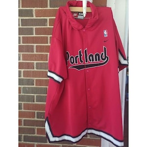Nike NBA Portland Trail Blazers Button Up Shirt 4XL Mens Red jersey image 1