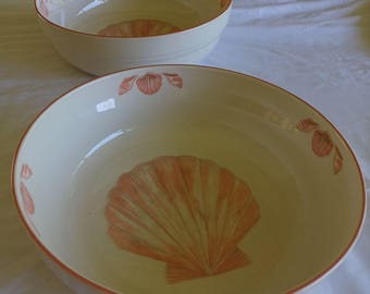 "Set mit 2 Sango Sangostone Coquille koreanischem Steinzeug 3664 9 ""Servierschalen."