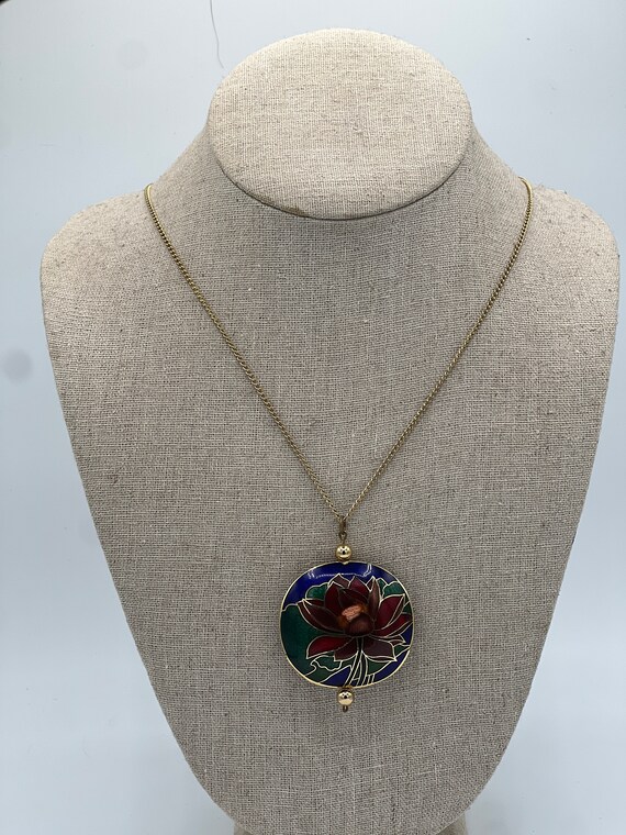 Water Flowers Necklace by Maureen Elaine Large Pu… - image 2