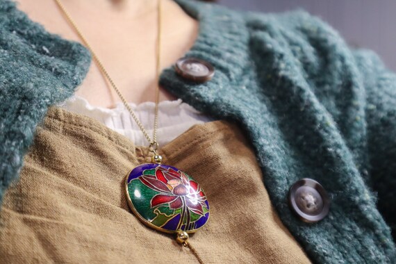 Water Flowers Necklace by Maureen Elaine Large Pu… - image 1