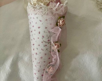 Sweet "Tussie Mussie" Cone/ Room Decor/Girl's Bedroom/Wall Hanging/Gift Topper/Baby Shower Favor