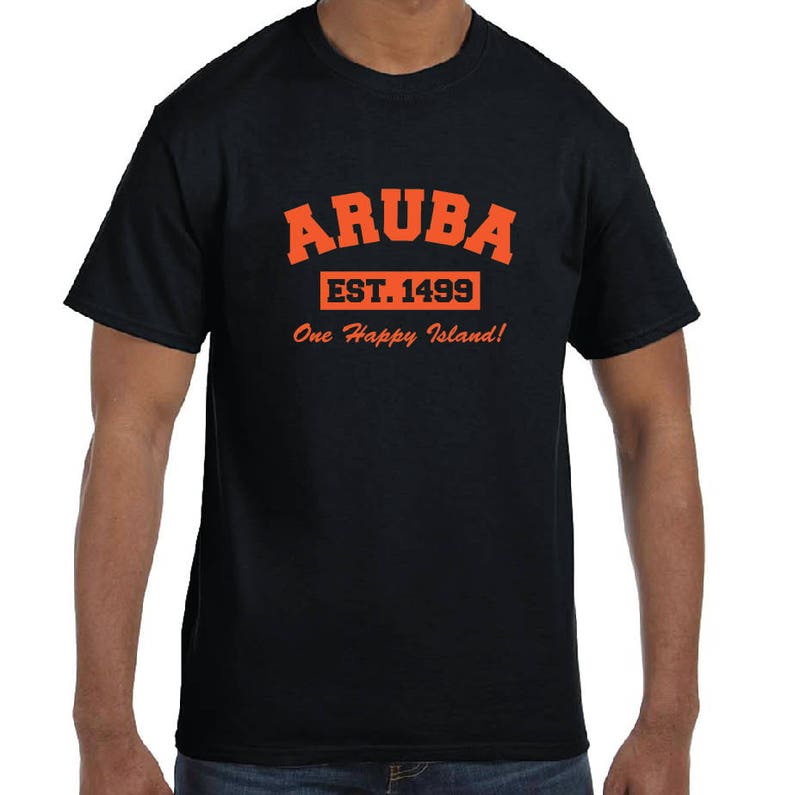 Aruba One Happy Island Black White or Gray T-shirt or Black - Etsy