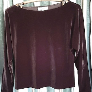 Black velvety Patra long sleeves top with open slit sleeves, scoop neck in excellent condition,  sizeXL