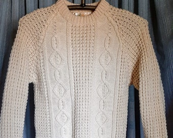 Vintage Glenairn 100% pure Irish handsome wool cable knit sweater in excellent condition,  size small