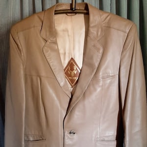 vintage Ericson de Suède veste coupe western en cuir souple marron beige, joliment doublée, 2 poches intérieures en excellent état, taille 40