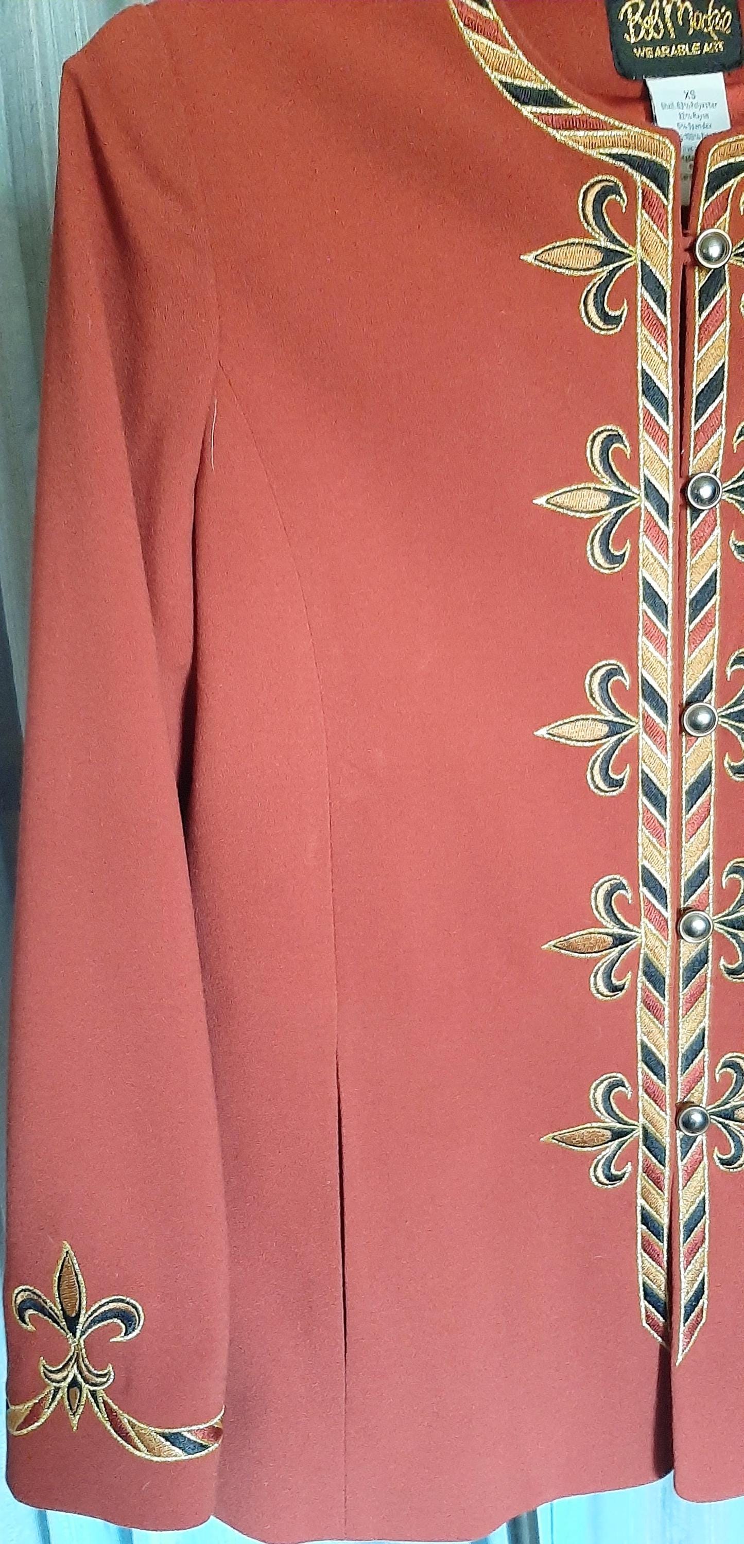Bob Mackie Wearable Art Trompe L'oeil Fleur-de-lis Burnt Orange