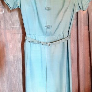 50s David Ly Goodstay short sleeved blue tea dress in very good condition, size small